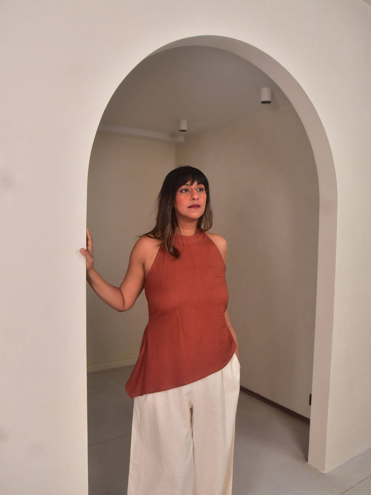 Womens Brown Rae Asymmetrical Top | HT67 - view 5