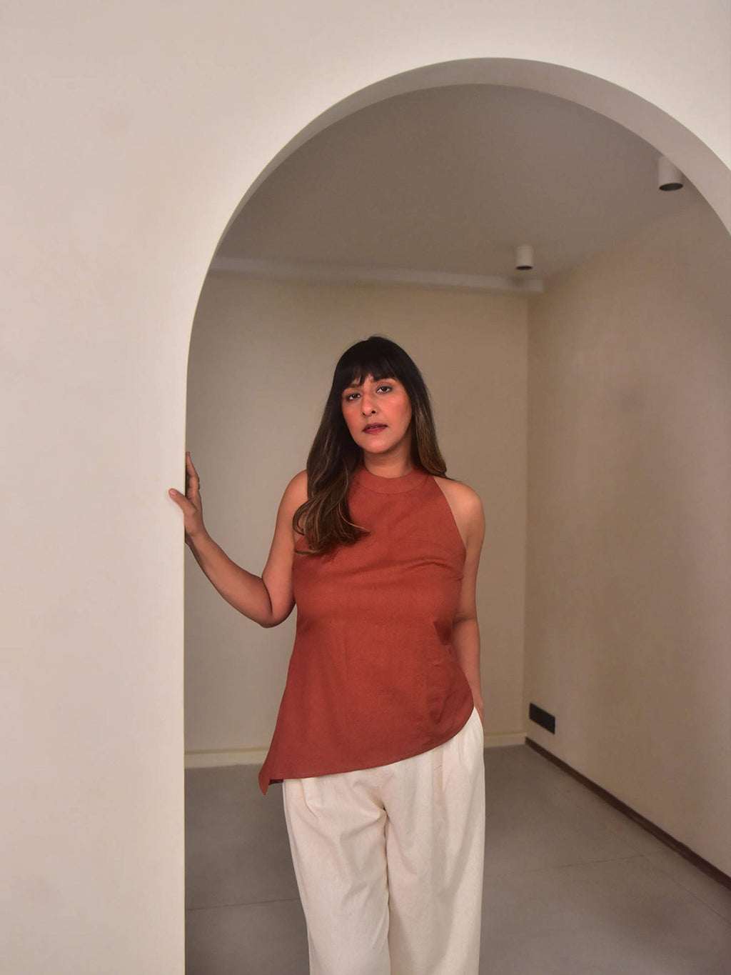 Womens Brown Rae Asymmetrical Top | HT67 - view 6