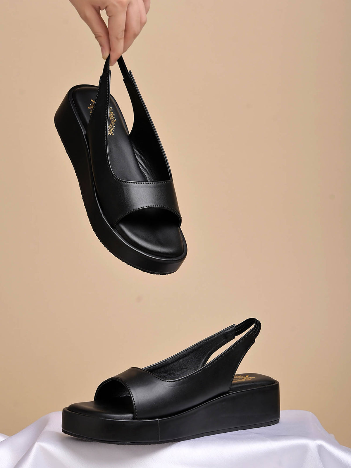 Solid Comfortable Black Sandals | SD89 - view 4