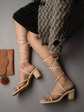 Stylish Tie-Up White Gladiator Heels | H78 - view 4