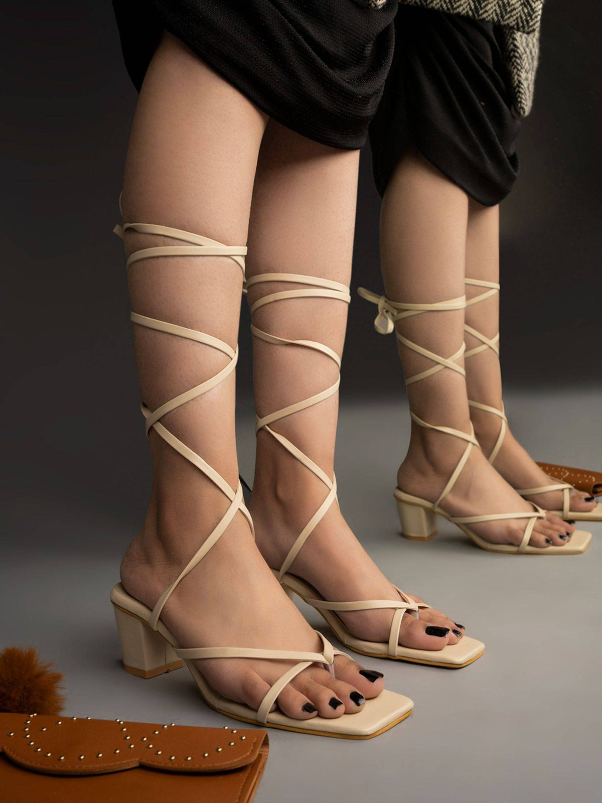 Stylish Tie-Up White Gladiator Heels | H78 - view 5