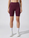 Womens Wine High-Rise Super Soft Cycling Shorts, Biker Shorts with Inner Waist Pocket - view 1