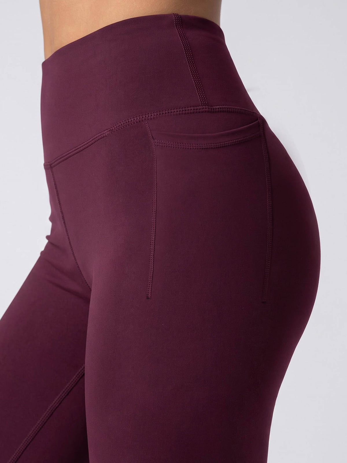 Womens Wine High-Rise Super Soft Cycling Shorts, Biker Shorts with Inner Waist Pocket - view 7