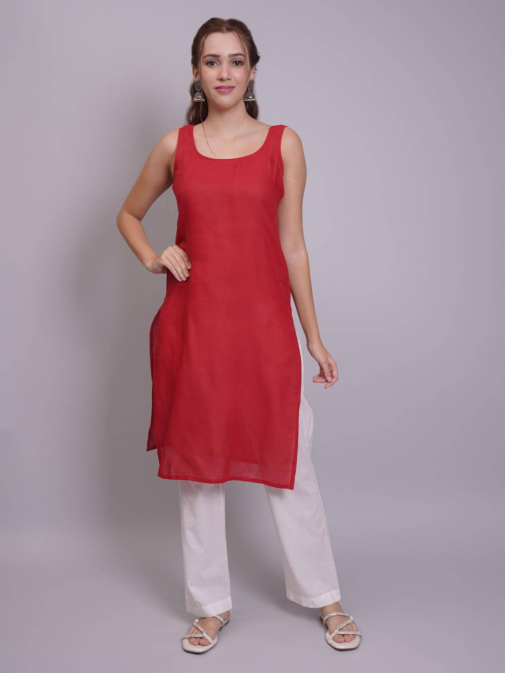 Hand Embroidered Pink Georgette Lucknowi Chikankari Kurta with Inner (Set of 2) | KDG - view 41