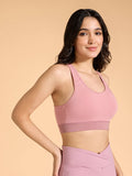Cotton Slip-On Sports Bra with Removable Pads KIC104 -Navy | sb09 - view 36
