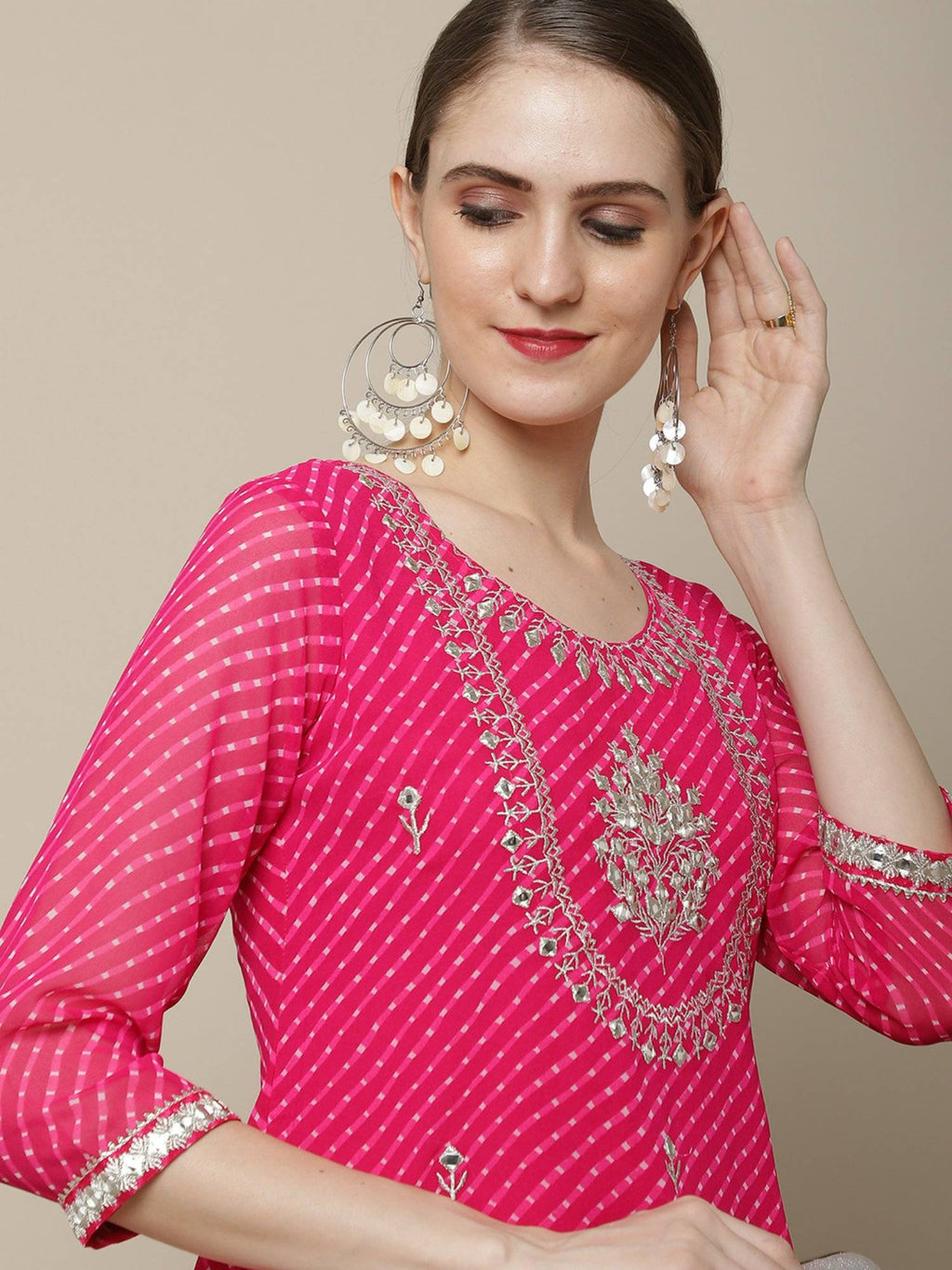 Women Pink Embroidered Straight Kurta | KDG - view 6