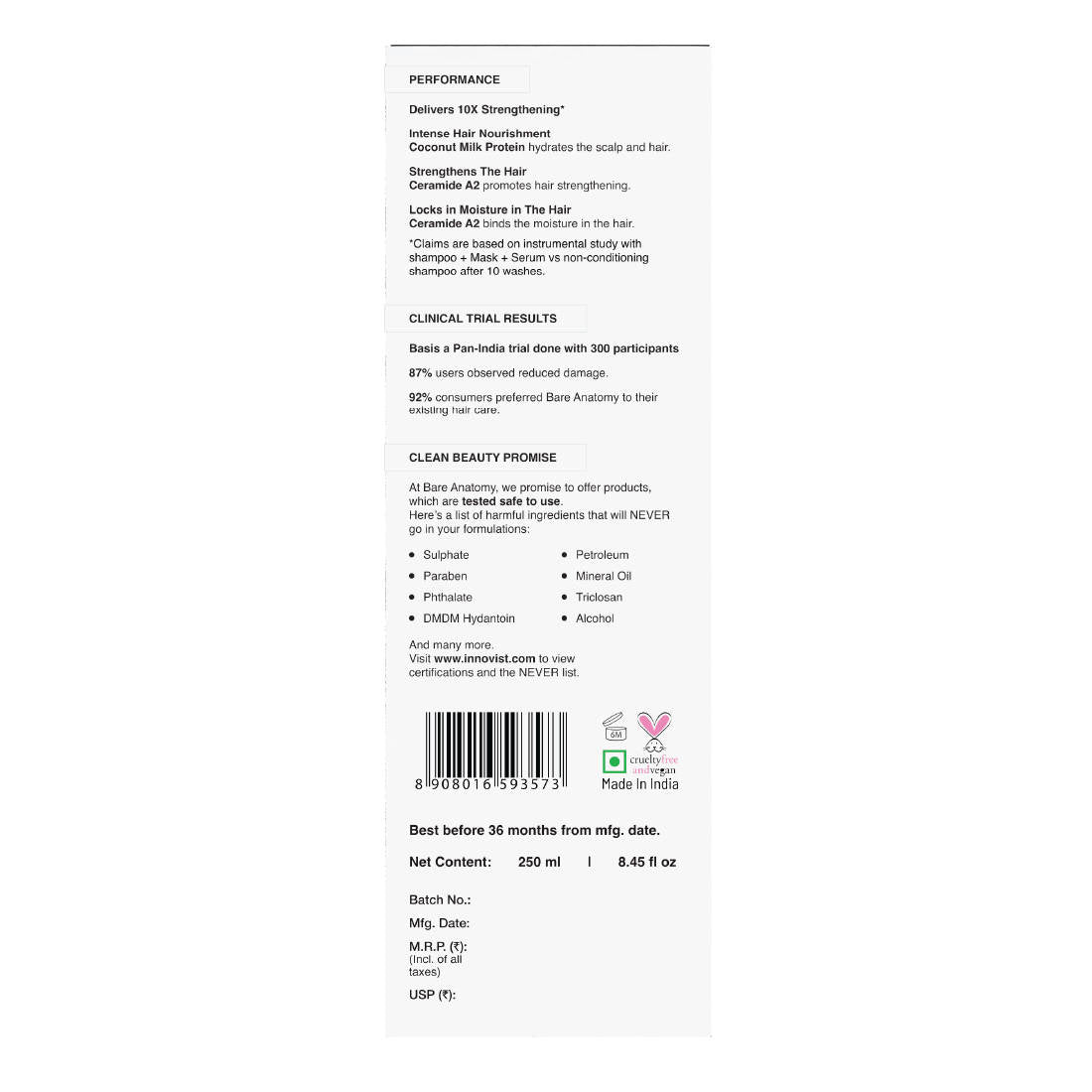 Damage Repair Shampoo for Damaged, Dry & Frizzy Hair Paraben & Sulphate Free Shampoo | H85 - view 3