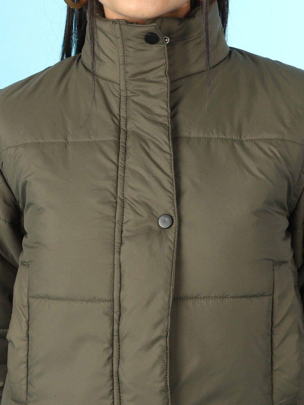 Black Regular Fit Solid High Neck Full Detachable Sleeves Winter Jacket | JC78 - view 31