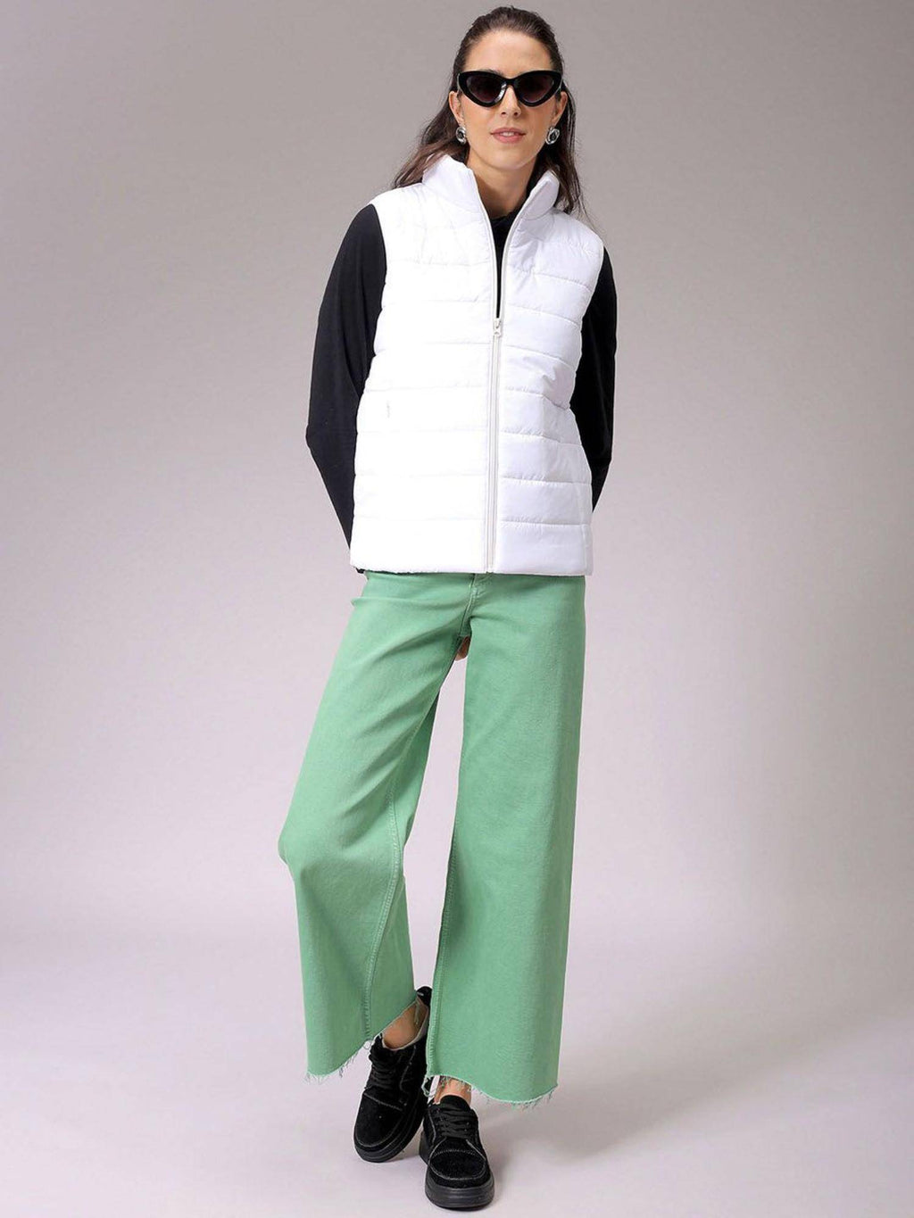 Pink Regular Fit Solid High Neck Sleeveless Quilted Jacket | JC78 - view 18