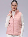 Pink Regular Fit Solid High Neck Sleeveless Quilted Jacket | JC78 - view 1