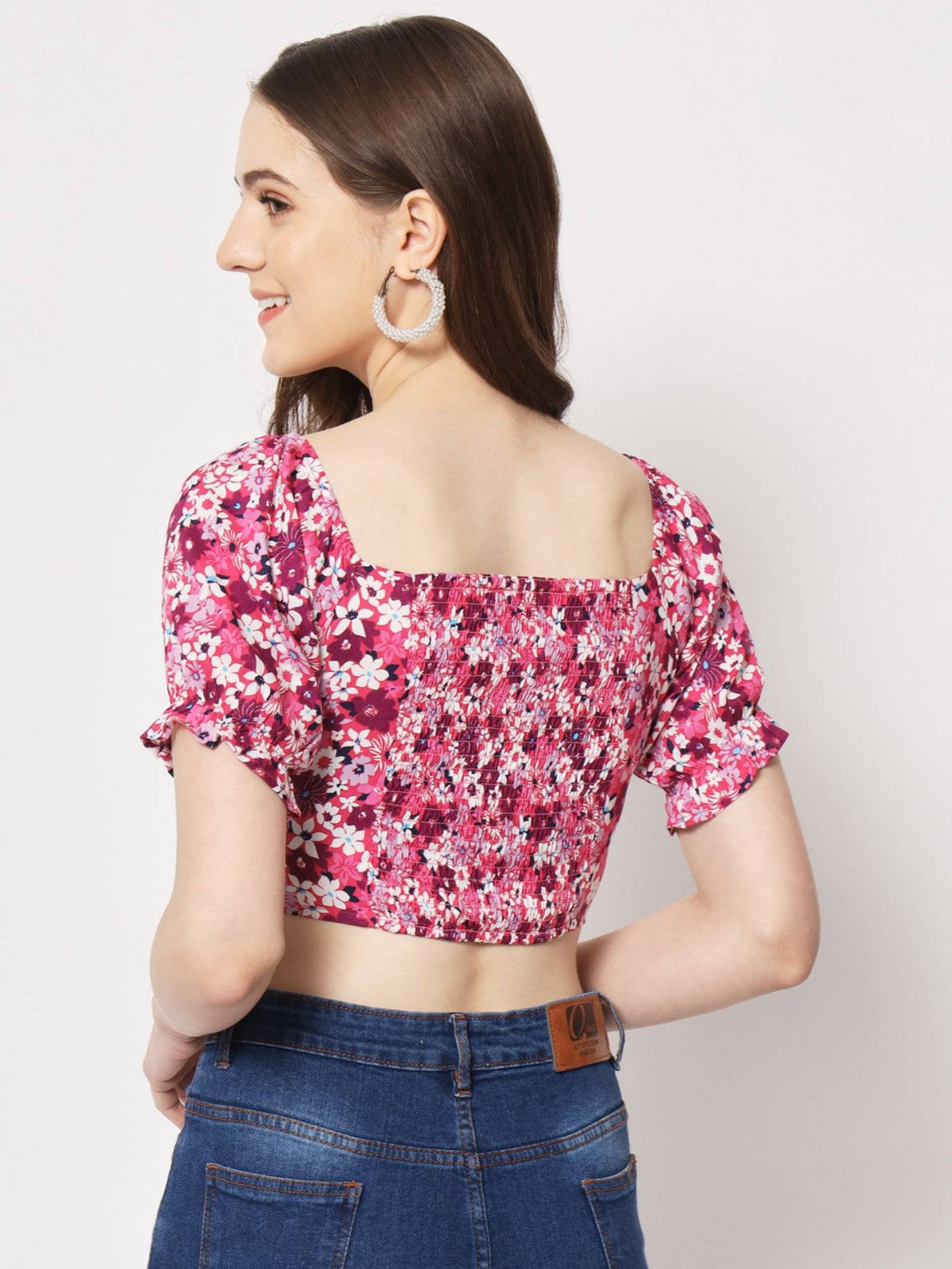 Floral Printed Ruched Detail Top | CT61 - view 2