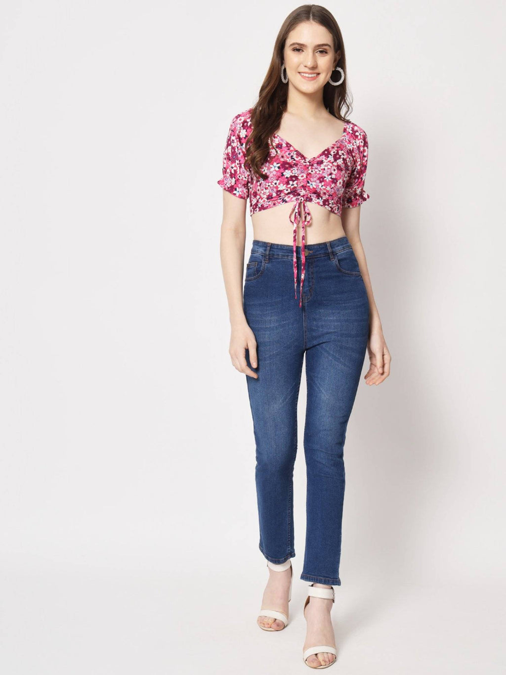 Floral Printed Ruched Detail Top | CT61 - view 4
