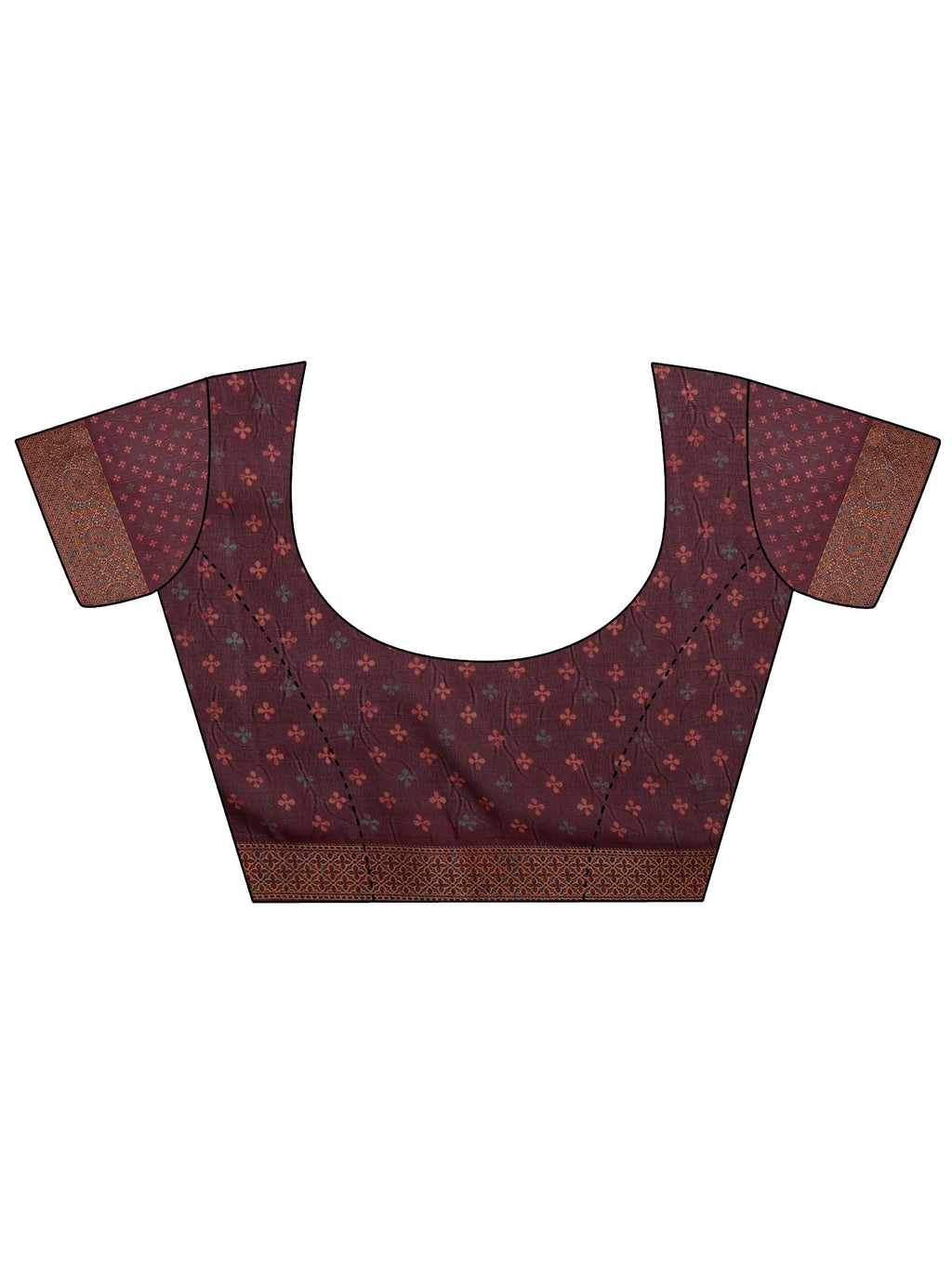 Libas Burgundy Printed Georgette Saree With Unstitched Blouse Piece