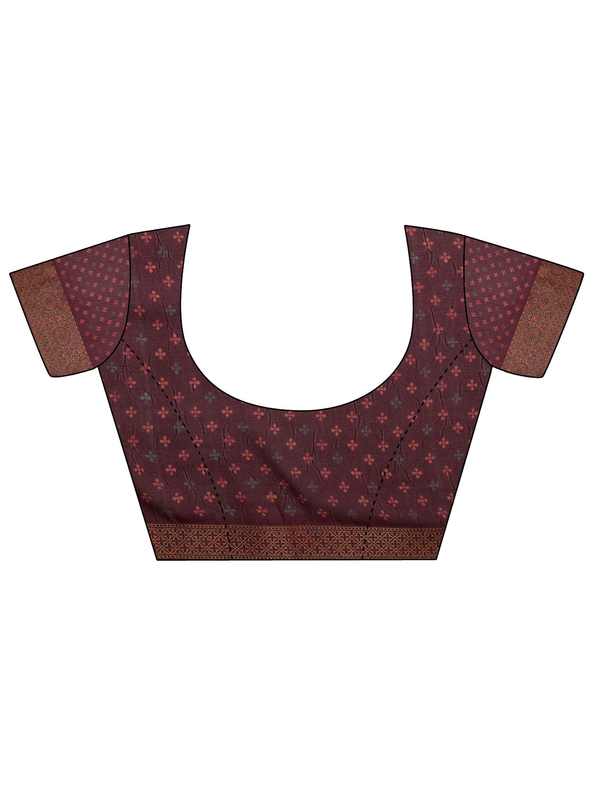 Libas Burgundy Printed Georgette Saree With Unstitched Blouse Piece