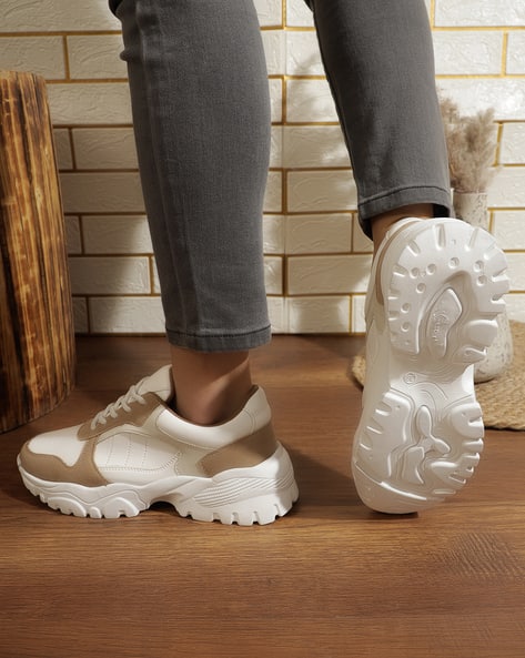 Shein Women Round Toe Contrast Panelled Chunky Sneakers