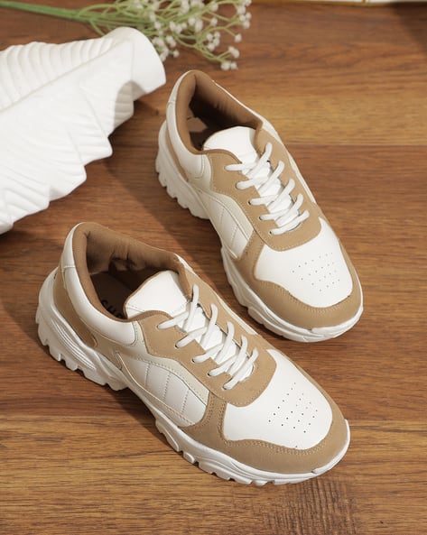 Shein Women Round Toe Contrast Panelled Chunky Sneakers