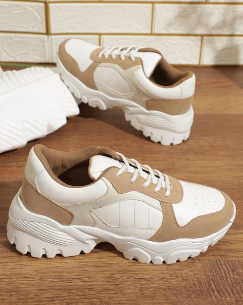Shein Women Round Toe Contrast Panelled Chunky Sneakers