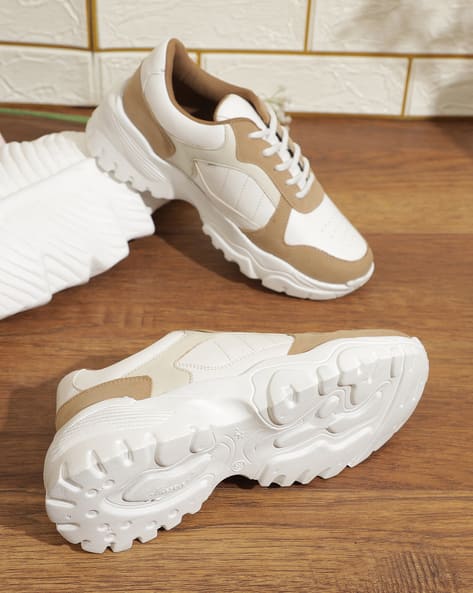 Shein Women Round Toe Contrast Panelled Chunky Sneakers