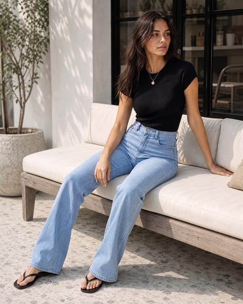 Shein Women Full Length Mid Wash Jeans Shein
