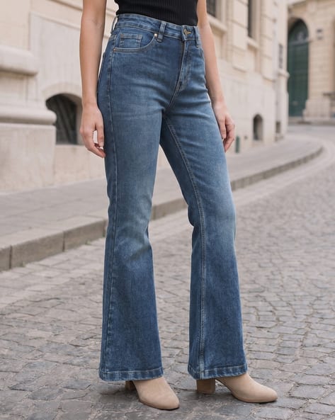 Shein Women Full Length Fly With Button Closure Stone Wash Jeans