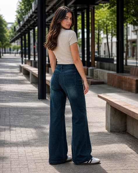 Shein Women Full Length Fly With Button Closure Mid Wash Jeans Shein