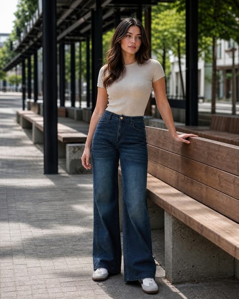 Shein Women Full Length Fly With Button Closure Mid Wash Jeans Shein