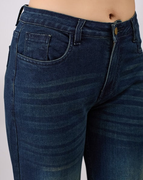 Shein Women Full Length Fly With Button Closure Mid Wash Jeans Shein