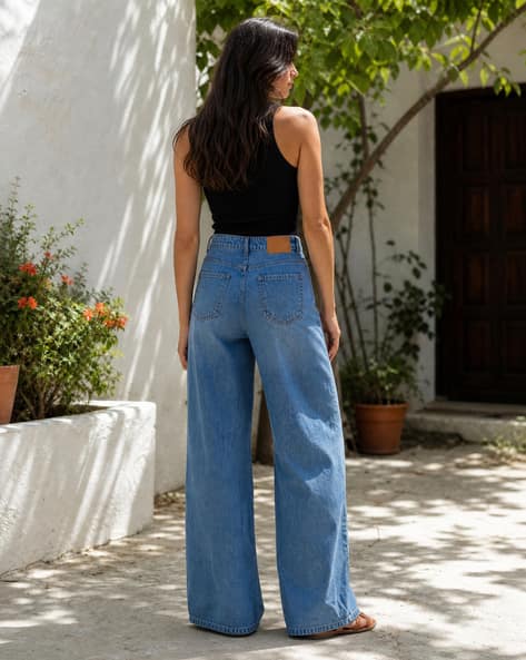 Shein Women Full Length Mid Wash Jeans Shein