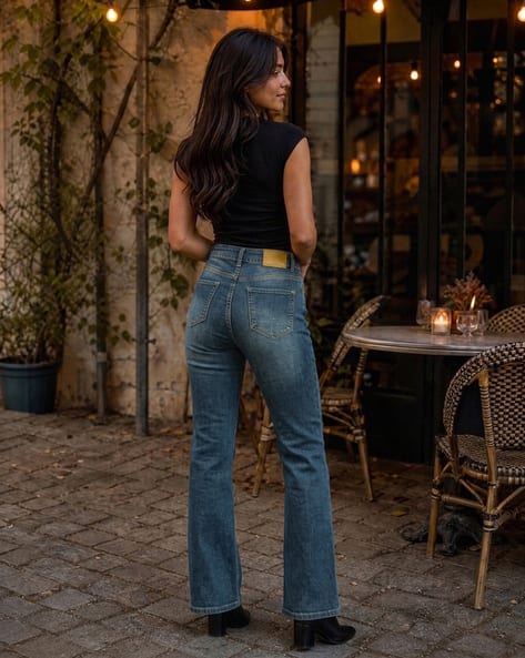 Shein Women Full Length Mid Wash Jeans Shein