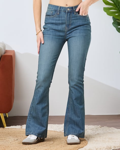 Shein Women Full Length Fly With Button Closure Mid Wash Jeans Shein
