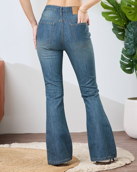 Shein Women Full Length Fly With Button Closure Mid Wash Jeans Shein