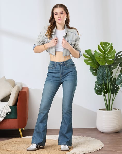 Shein Women Full Length Fly With Button Closure Mid Wash Jeans Shein
