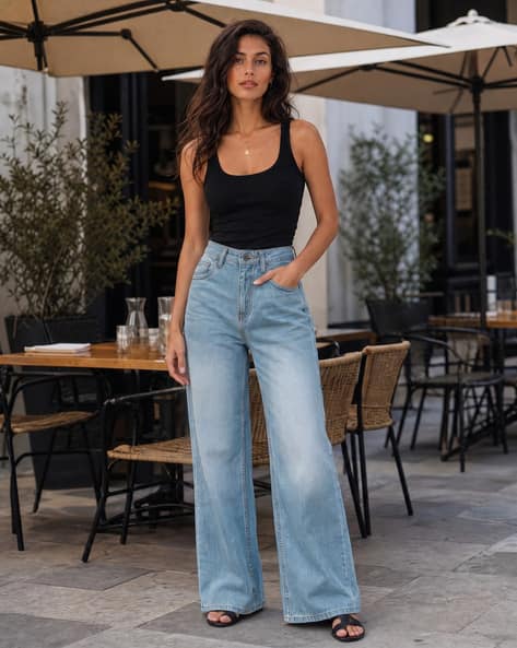 Shein Women Full Length Mid Wash Jeans