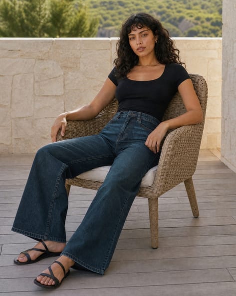 Shein Women Full Length Mid Wash Jeans Shein