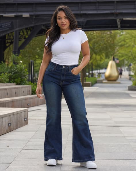 Shein Women Full Length Mid Wash Jeans
