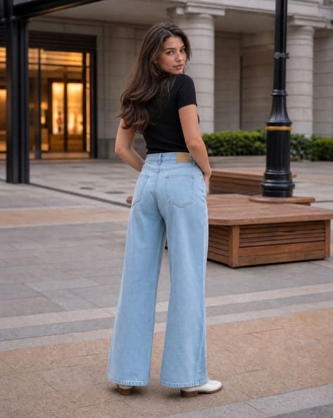 Shein Women Full Length Light Wash Jeans Shein