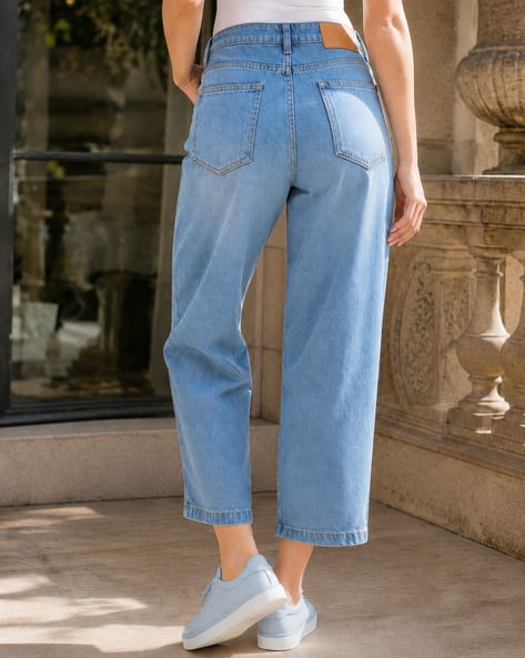 Shein Women Ankle Length Mid Wash Jeans Shein