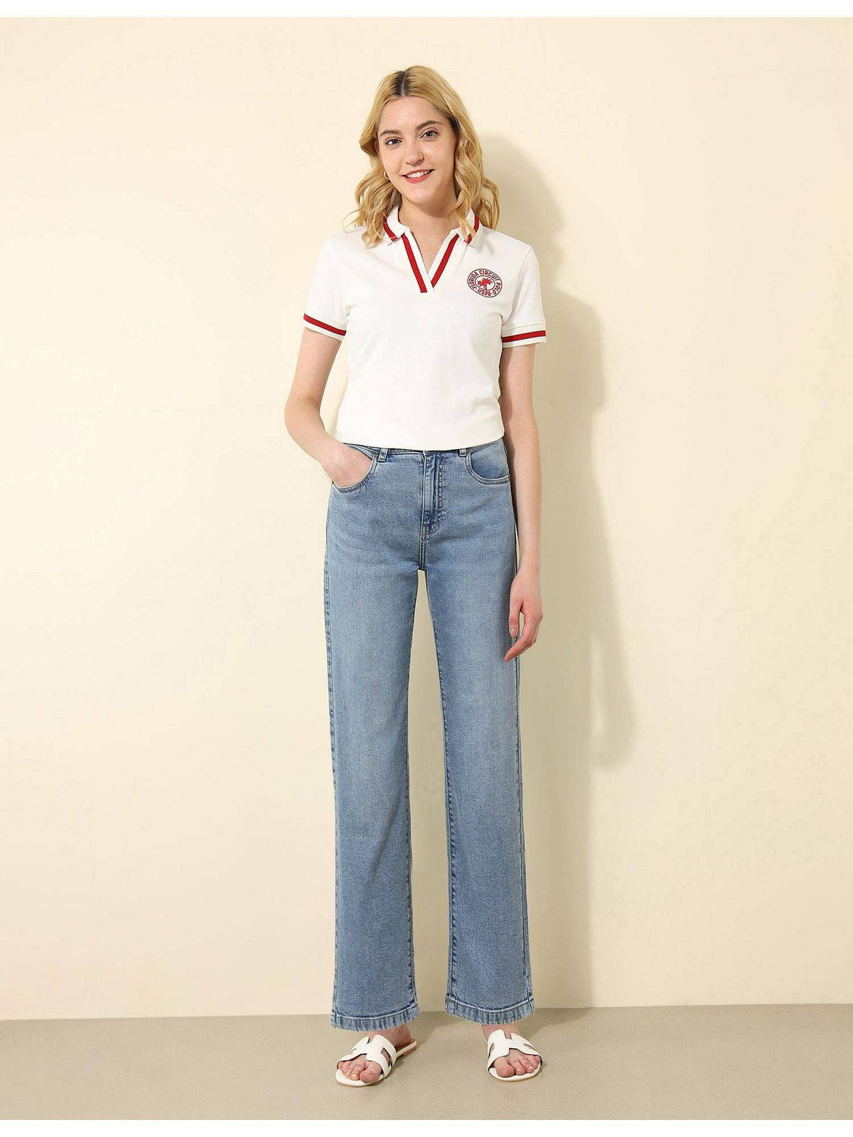 Blue High Rise Straight Fit Jeans | ST23 - view 3