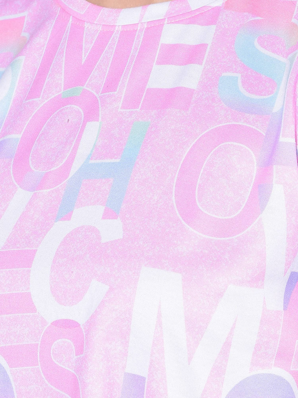 Women Pink Typographic Printed Crop Length Top | CT61 - view 5