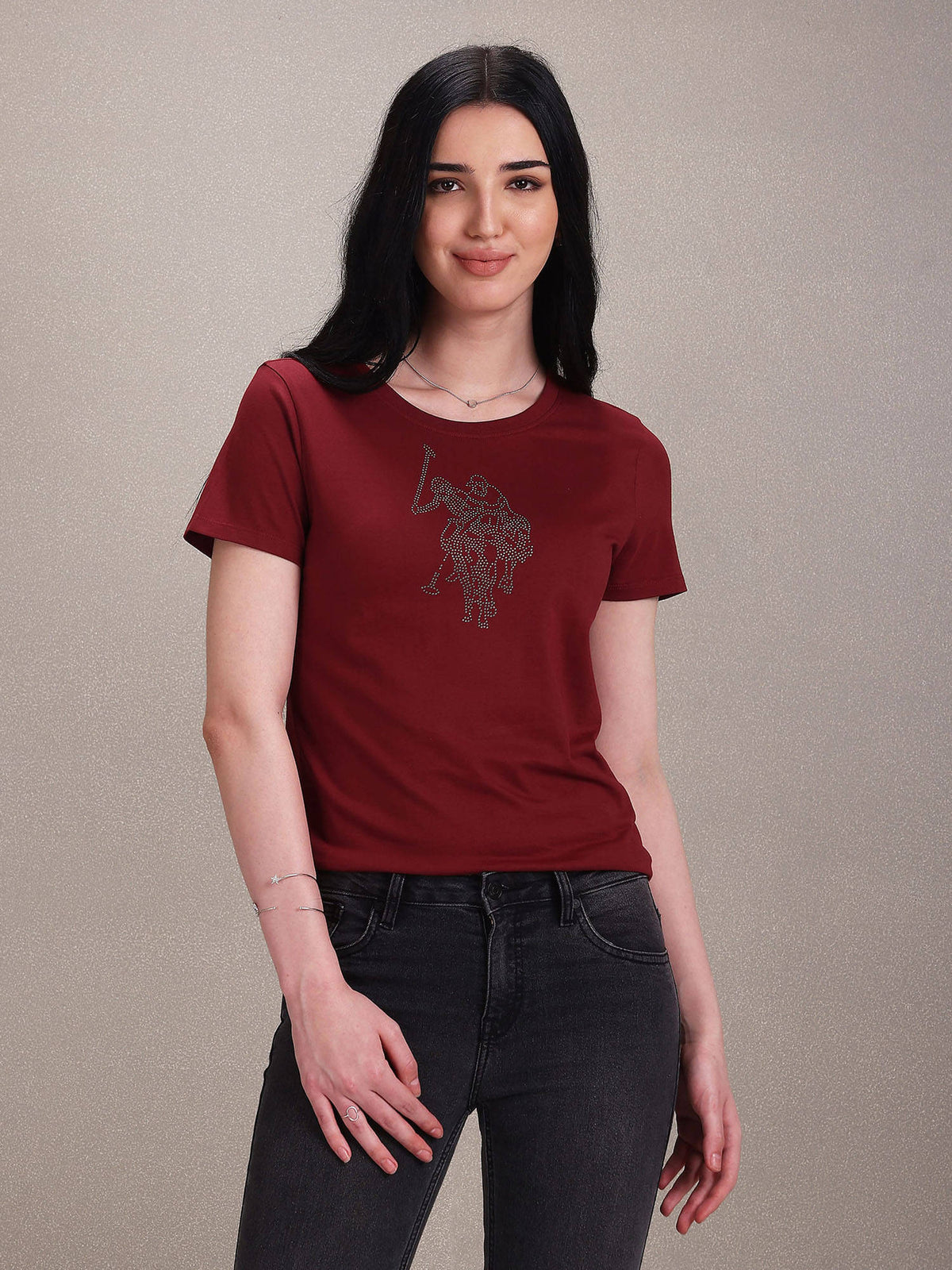 Sequin Logo Crew Neck T-t-shirt | U89 - view 8