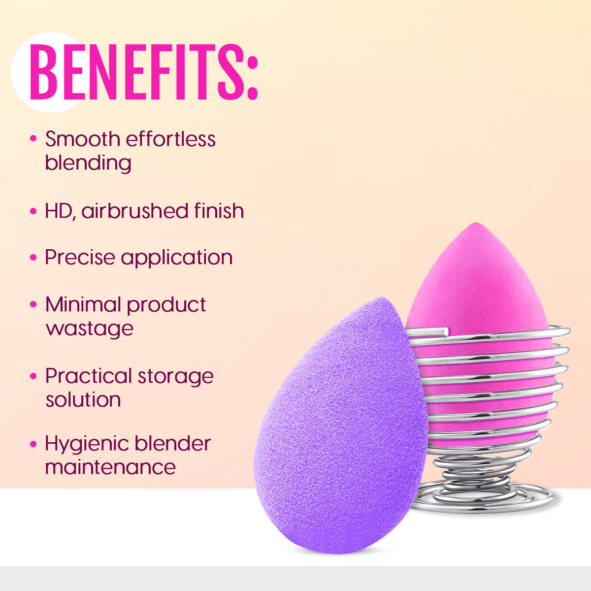 Makeup Blender Beauty Sponge & Holder - Foundation Face Puff with Drying Display Storage Stand | C83 - view 2