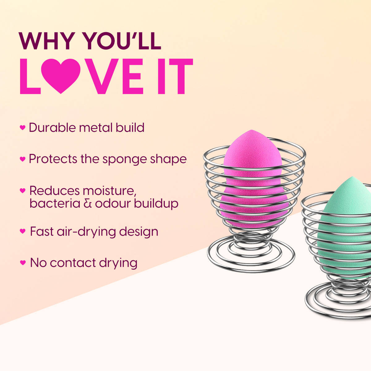 Makeup Blender Beauty Sponge & Holder - Foundation Face Puff with Drying Display Storage Stand | C83 - view 4
