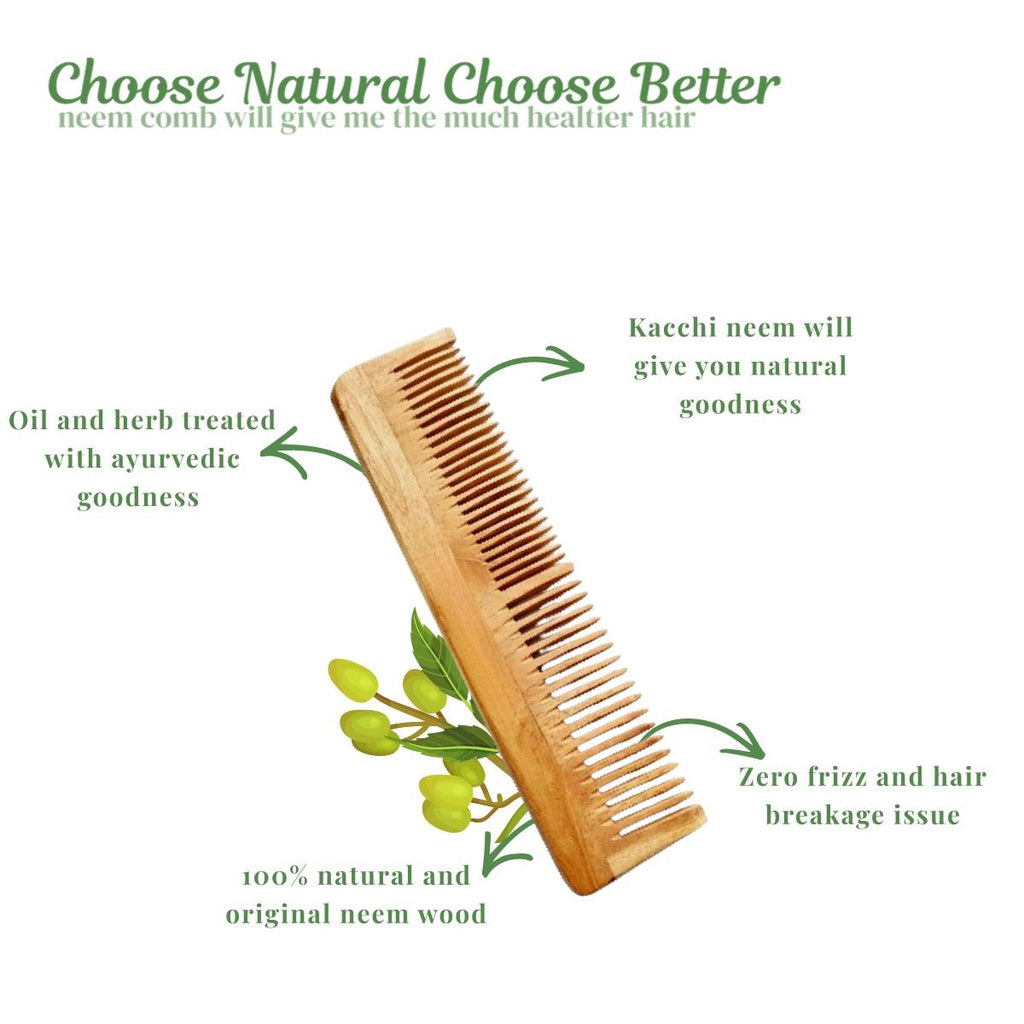 Handmade Kacchi Neem Wooden Comb | C83 - view 5