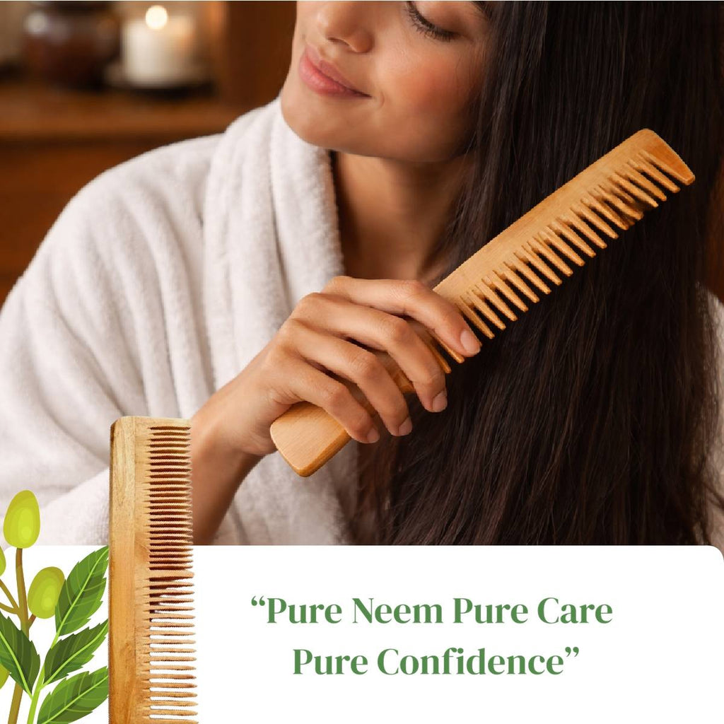 Handmade Kacchi Neem Wooden Comb | C83 - view 6
