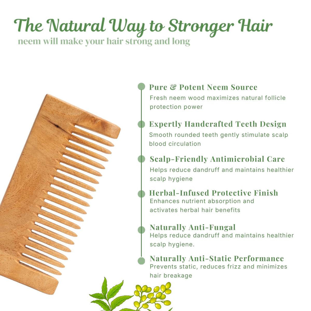 Kacchi Neem Wooden Comb | C83 - view 3