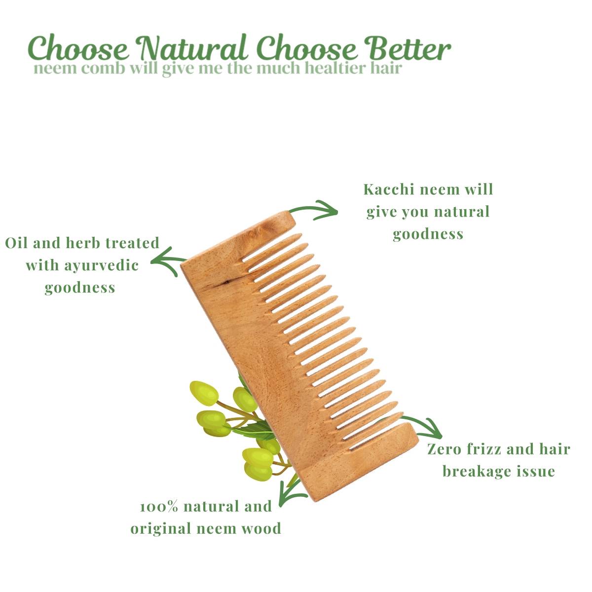 Kacchi Neem Wooden Comb | C83 - view 5
