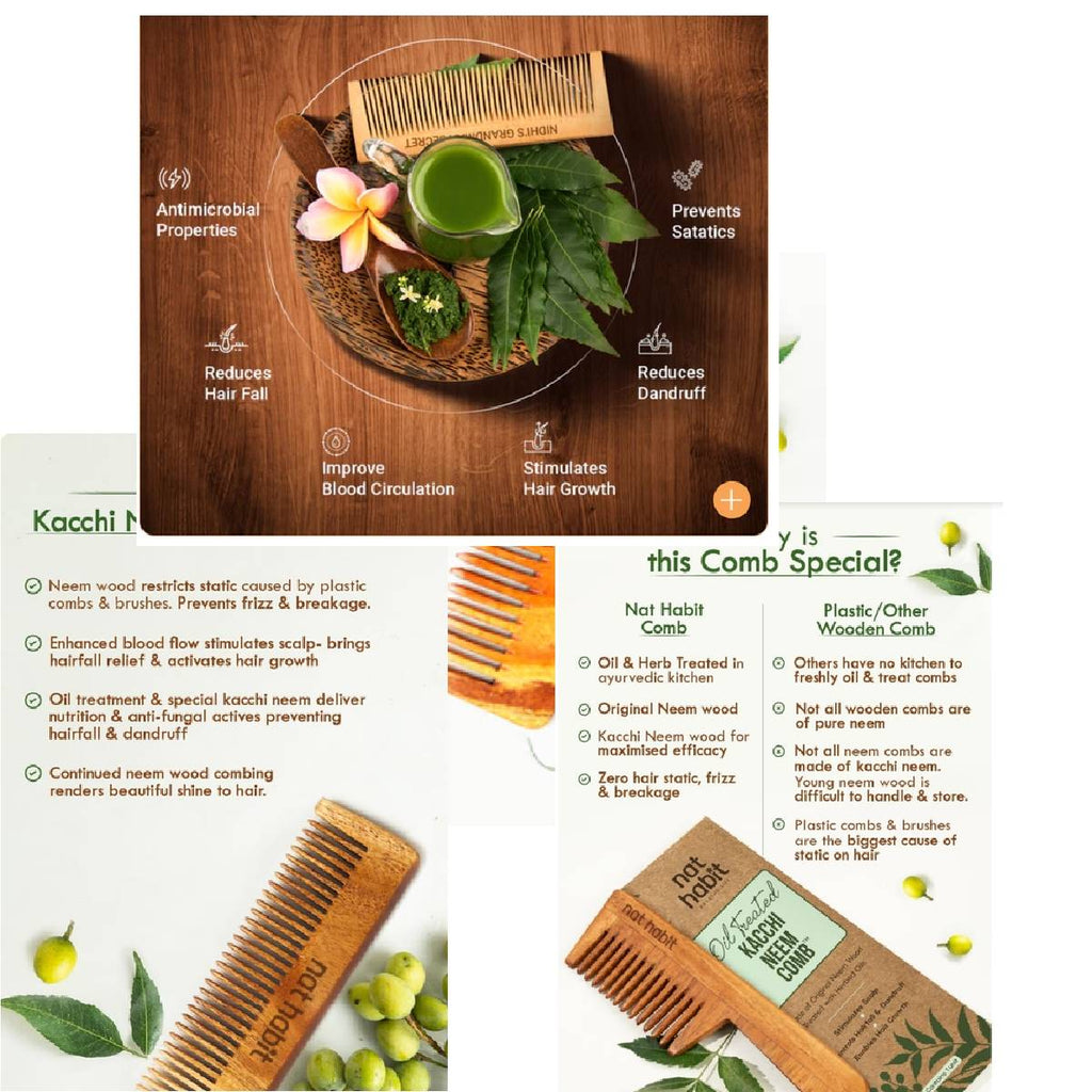 Kacchi Neem Wooden Comb | C83 - view 7