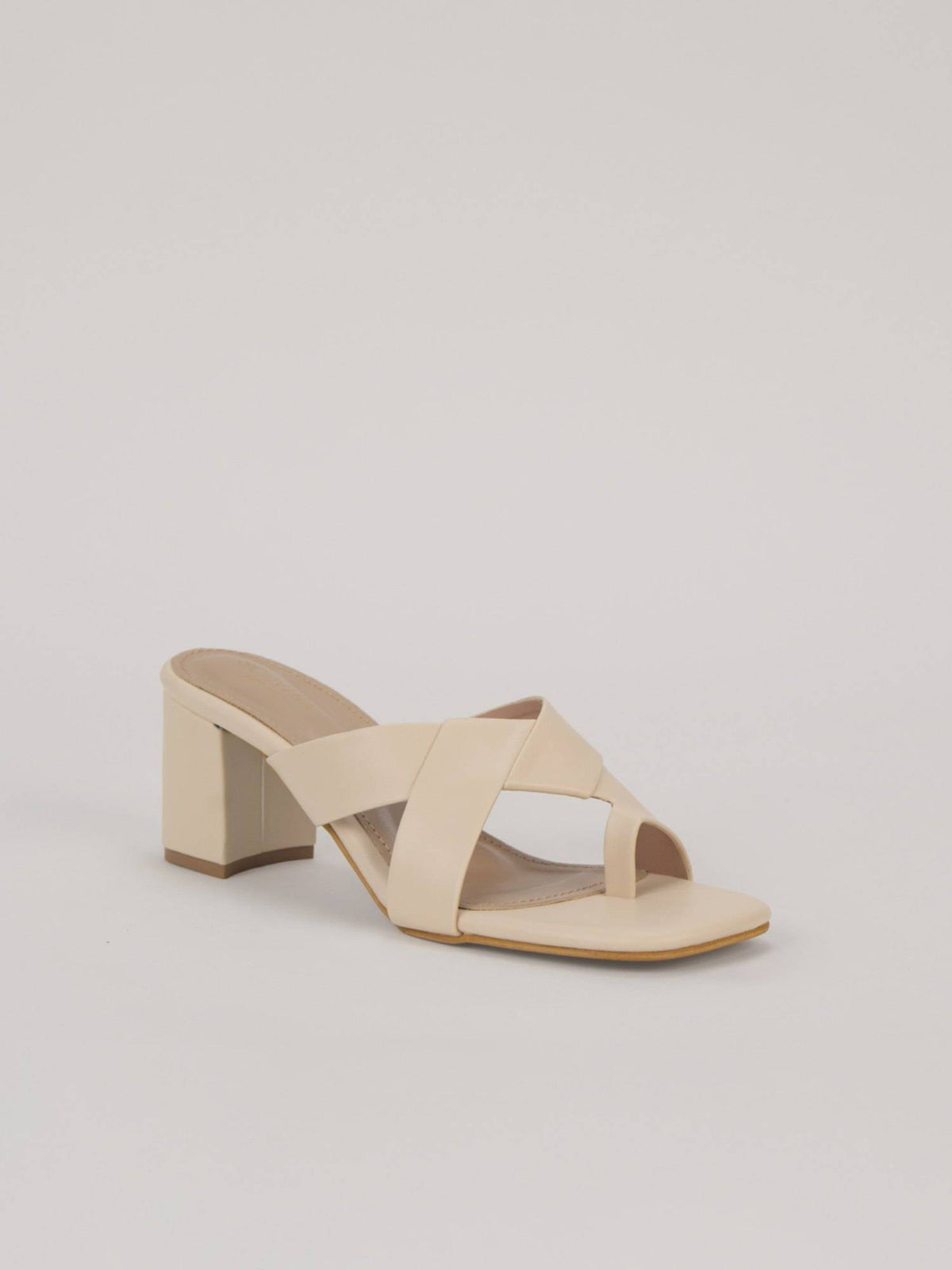 Womens Cream Block Heels | H78 - view 1