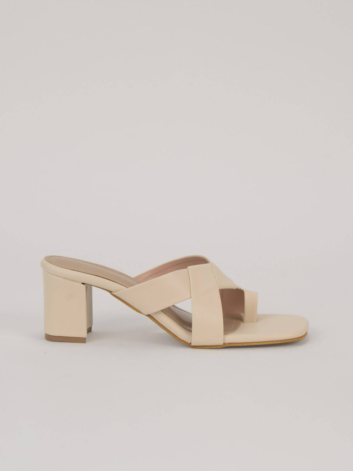 Womens Cream Block Heels | H78 - view 2