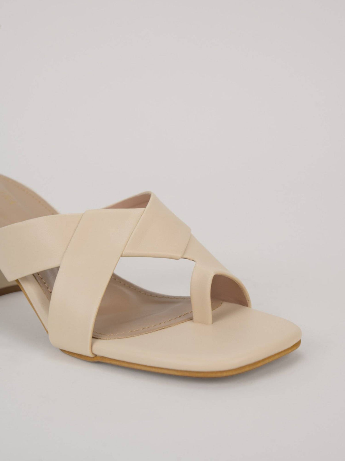 Womens Cream Block Heels | H78 - view 4